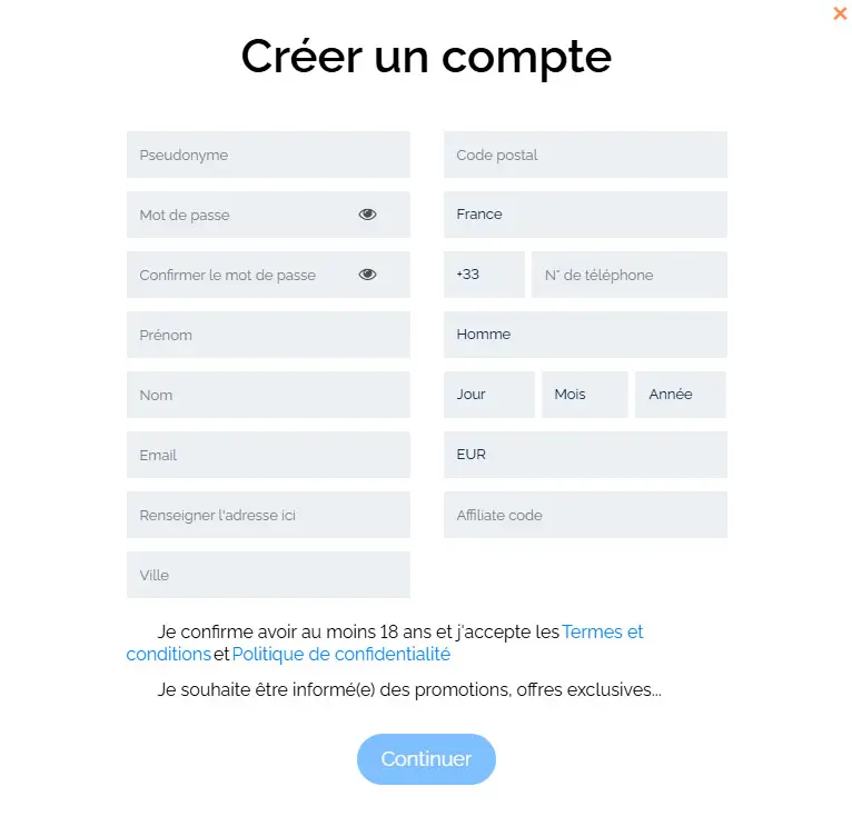 Processus d'inscription Dolly Casino